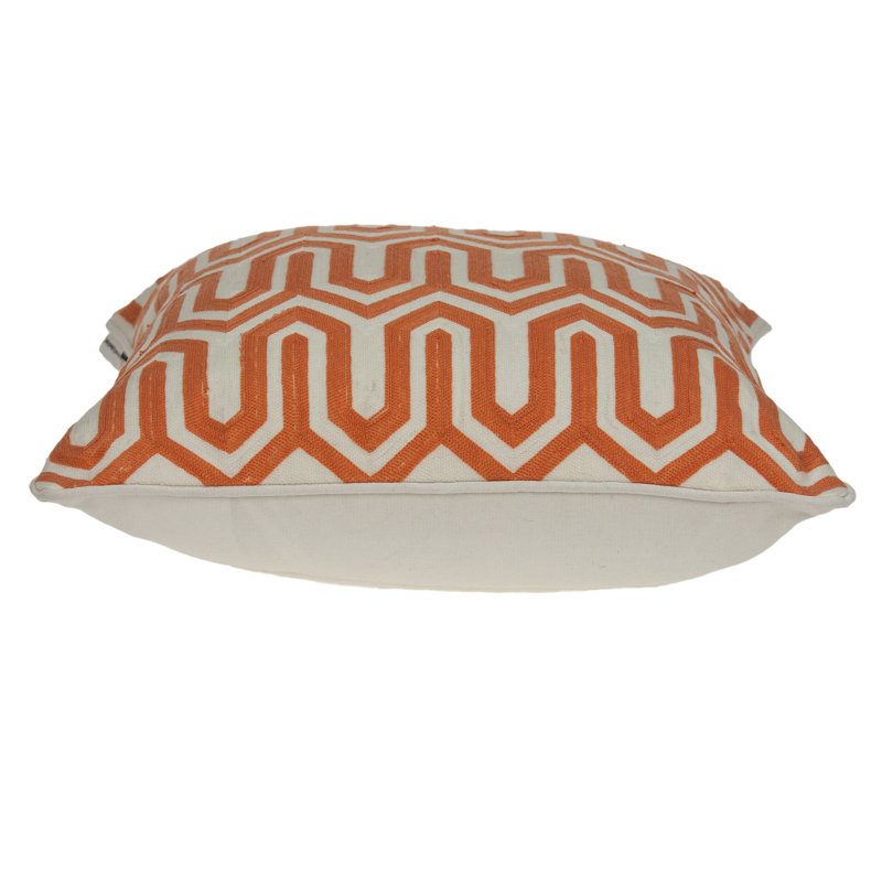 Coussin Machu, Orange / blanc, Polyester/ bourre en polyester