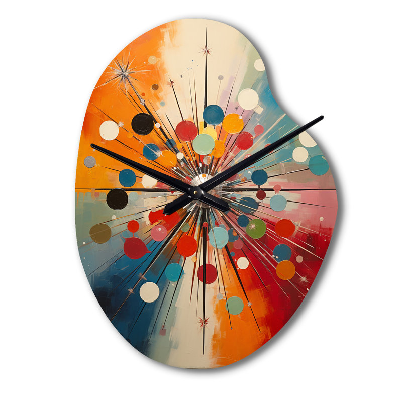 Horloge colorée et colorée Mid Century, Petit