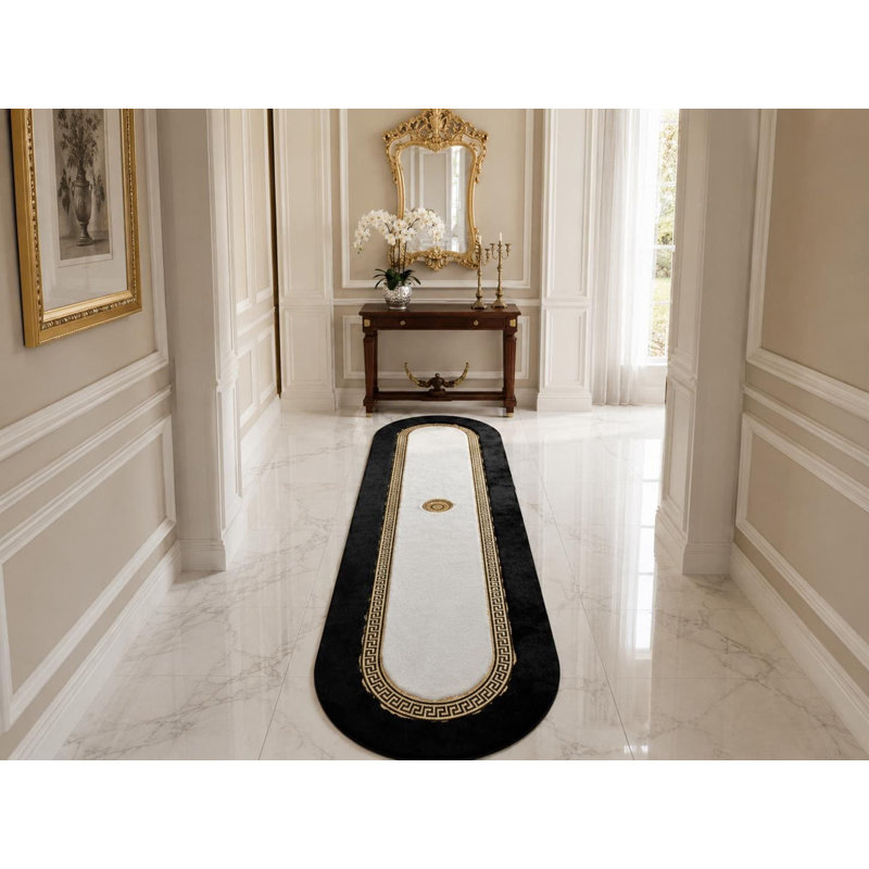 Tapis ovale en peluche, fausse fourrure noir et blanc, tapis moderne doux, décoration intérieure élégante, 5 x 8 ft