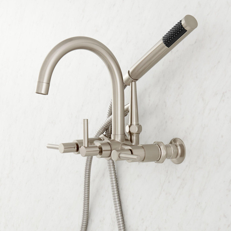 Sebastian Wall Mounted Tub Faucet with Lever Handles, Brushed Nickel
