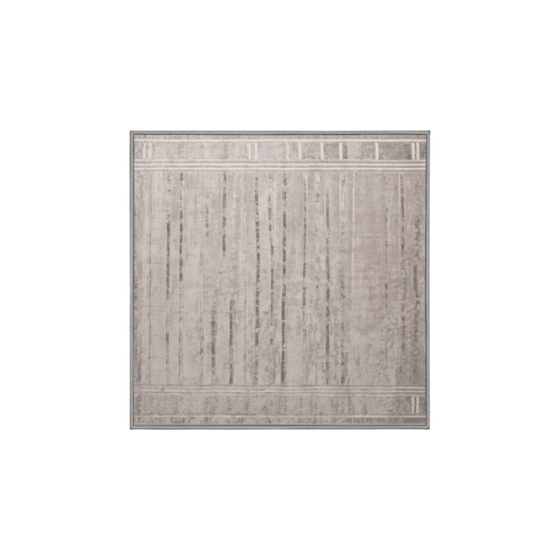 Machine Washable Gray Area Rug, Square 5'