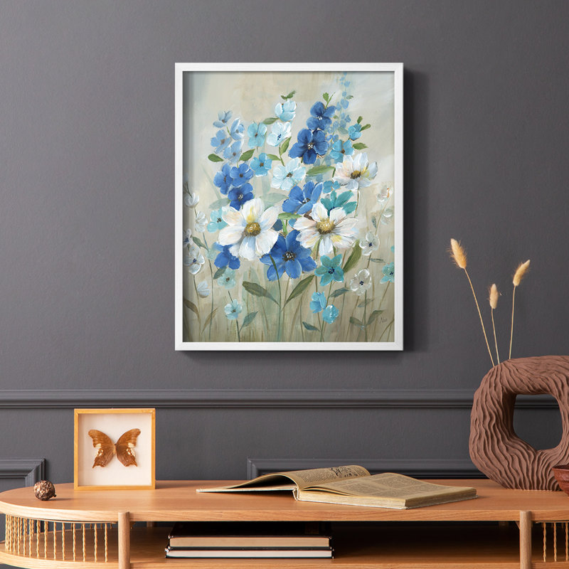 «Blue Garden II», reproduction encadrée - bois massif, H 28 po x l 22 po, Blanc
