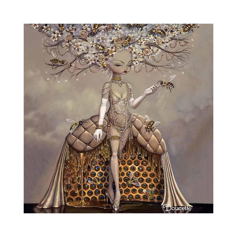 "Le cadeau de miel" par Bob Doucette, reproduction d’art, H 12 po x l 12 po x P 0,75 po, Toile tendue, Aucun mat