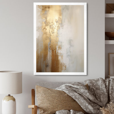Art mural minimal, rivière et abstrait beige IV - aurores boréales