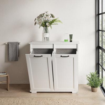 Armoire de tri à double compartiment avec sacs à doublure amovibles - Organisateur de panier autoportant avec porte facile d'accès