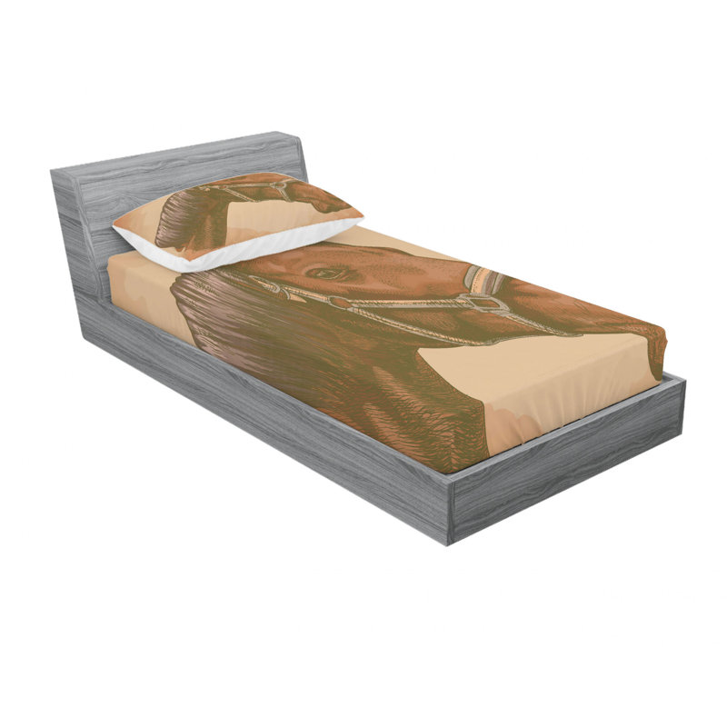 Gravure d'un ensemble de draps détaillés, Ensemble de draps pour lit simple TG + drap-housse