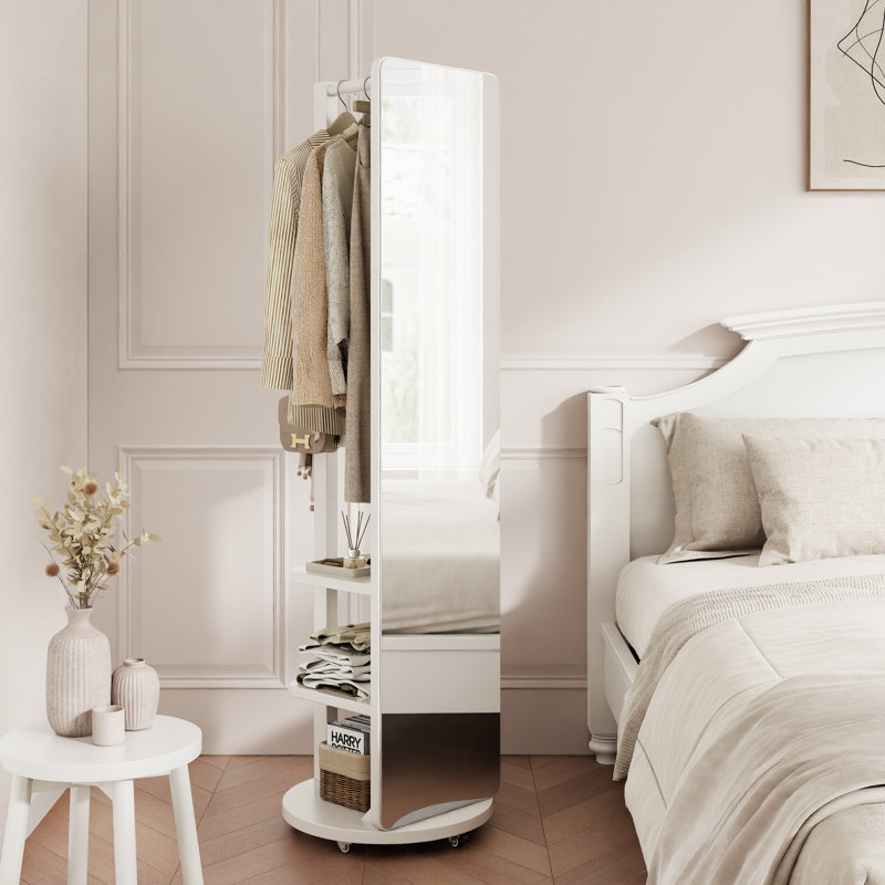Miroir pleine grandeur Aevah, 70 pi H × 20 pi L × 14,6 pi P, Mobile, Blanc