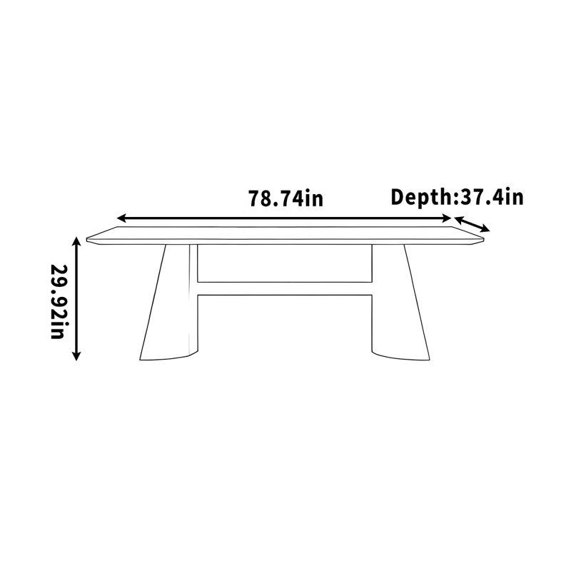 Bureau simple, de forme rectangulaire, pour étudier et travailler, H 29,92 po x l 78,74 po x P 37,4 po, Noir