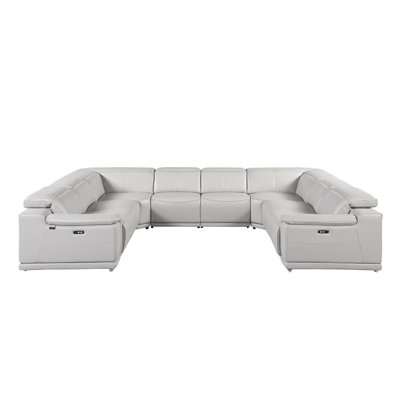 Lily 8 Piece 4 Power Top Grain Italian Leather Sectional