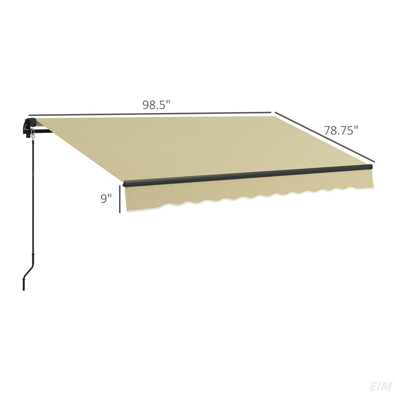 Retractable Awning, Patio Awning Sunshade Shelter With Manual Crank Handle, 280Gsm UV Resistant Fabric And Aluminum Frame