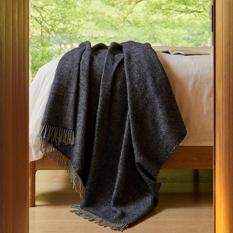 Throw Blanket, Navy Blue/Grey
