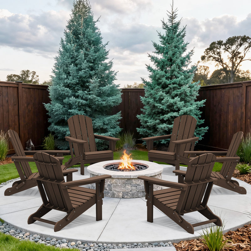 Chaise Adirondack pliable en PEHD Clitheroe, Brun