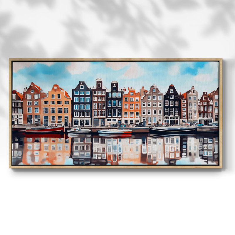 Série paysage - CLXV - Toile tendue avec châssis encadré - Prêt à être accroché, Naturel, H 17 po x l 33 po