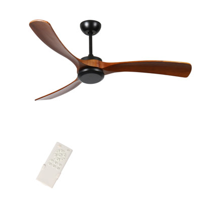 Ventilateur de plafond 72 po en bois sans lumière avec télécommande, ventilateur de plafond à profil bas sans lumière, moteur à courant continu réversible silencieux avec minuterie