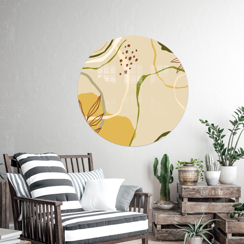 Impression sur verre botanique moderne pour décoration murale minimaliste, H 23,6 po x l 23,6 po