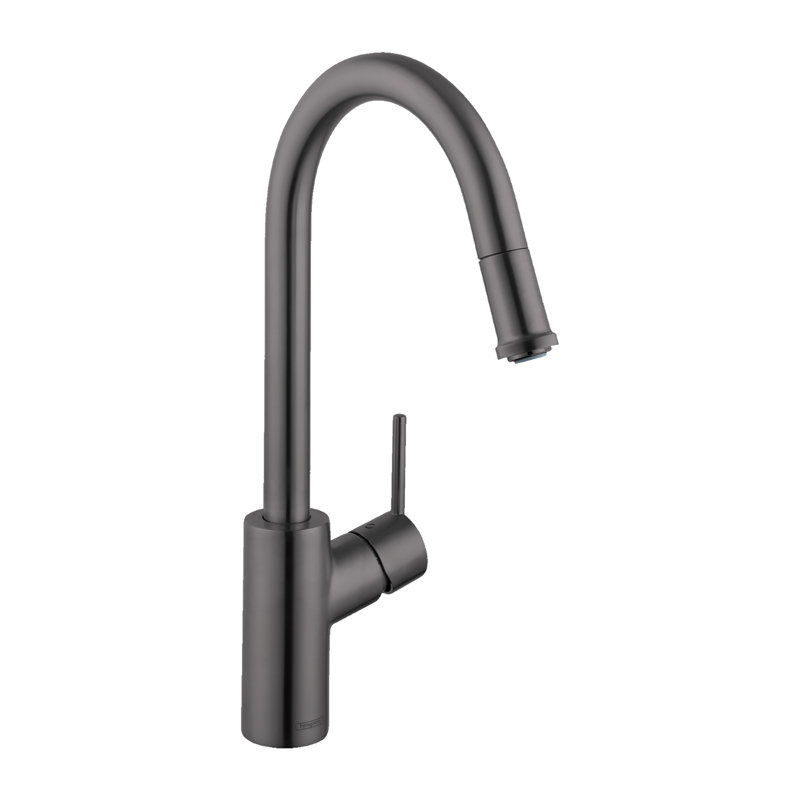 Robinet de cuisine à poignée simple Talis S² avec poignée et conduites d'alimentation, Chrome poli noir