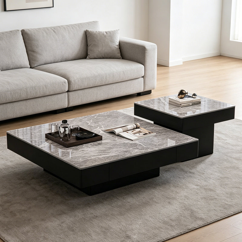 Stacey, Gray/Black, 15" H x 47.24" L x 47.24" W