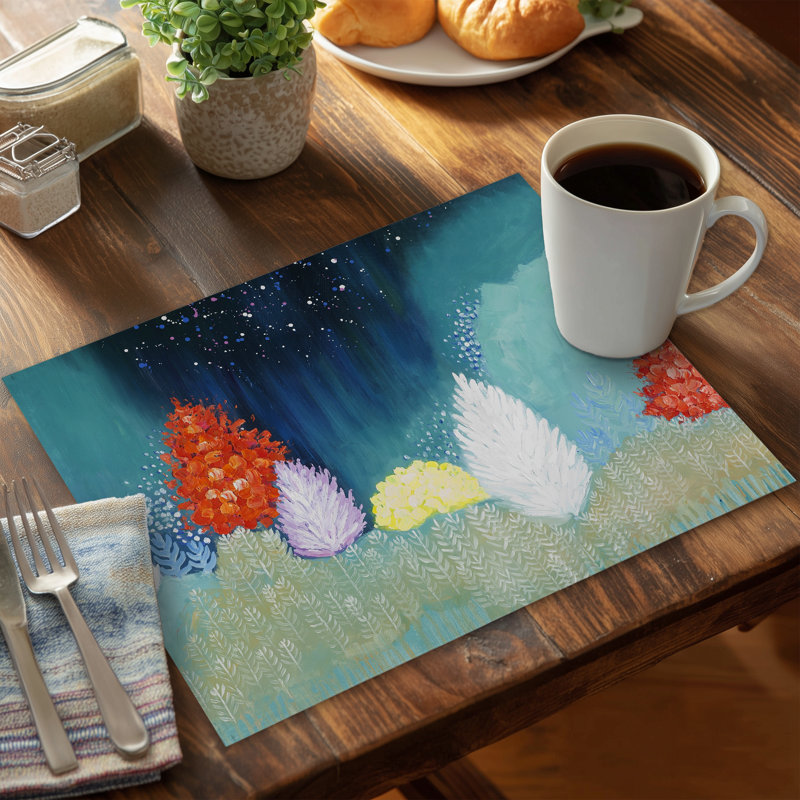 Mysterious Trees Blue Polyester Placemat | Home Decor