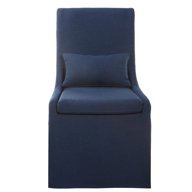 20'' H Upholstered Parsons Chair, Denim Polyester Blend