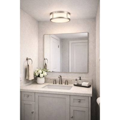 Integrated Led Flush Mount 10 - Inches Brushed Nickel, Bright 1225 Lumens 24W, 3 Color Temperature Options, Dimmable With Dimmers, Etched White Glass For Diffused Lighting, Indoor 10-Inches Nickel