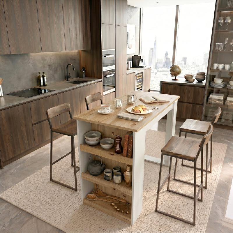 120 cm W Kitchen Island with Top, Sapphire Oak White