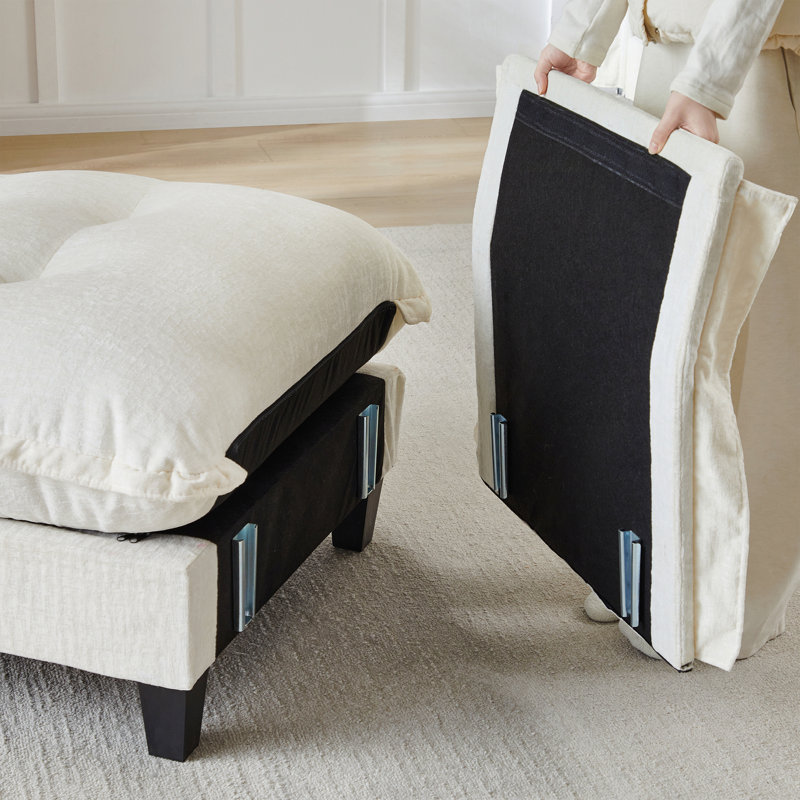 Canapé 73 sans accoudoirs en chenille beige, Beige