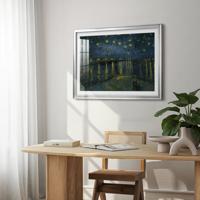 Starry Night Over the Rhône-Vincent van Gogh-Framed Print with Mat and glass-1888