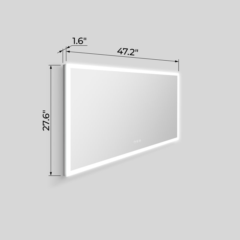 Miroir de salle de bain rectangulaire à DEL sans cadre avec désembueur Streamline, intensité variable, changement de température de couleur
