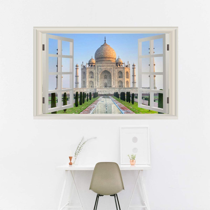 Décalcomanie murale 3d taj, mahal, H 36 po x l 54 po x P 0,7 po