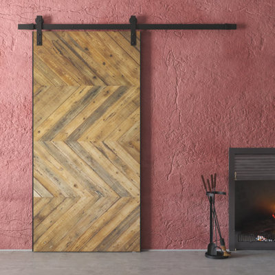 40'' x 83'' Solid Wood Flush without Installation Hardware Kit Barn Door