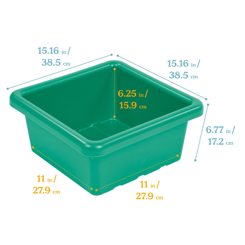 ECR4Kids Stackable Square Bins with Non-Snap Lids, Multipurpose Organization, 4-Pack, Emerald