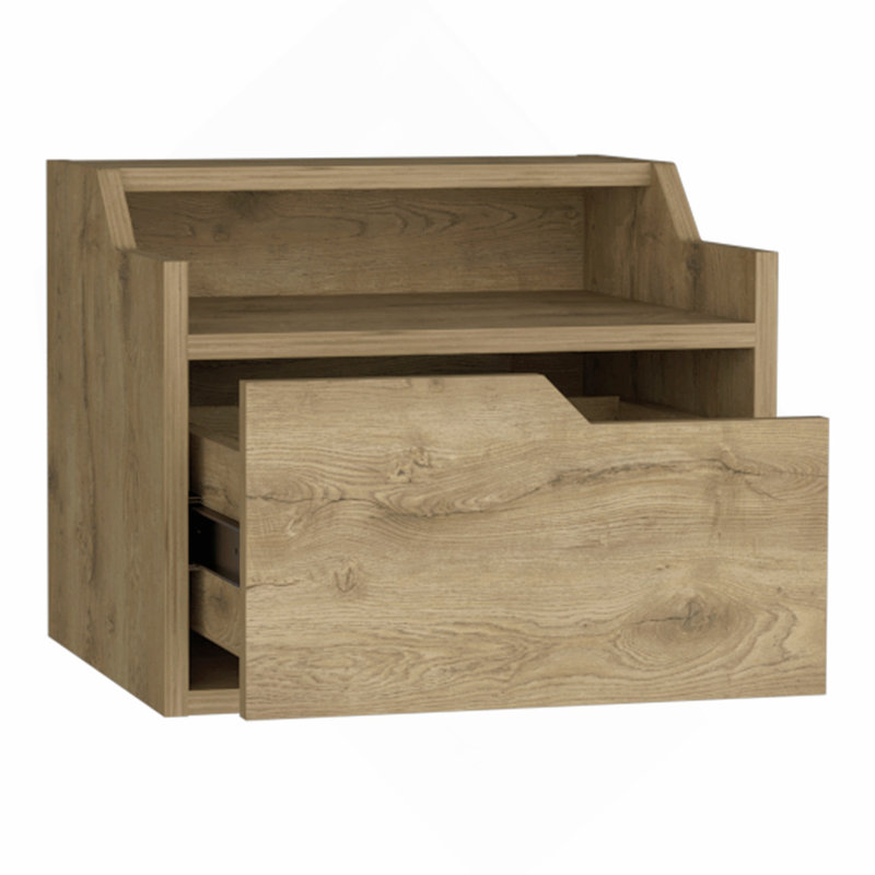 Table de chevet flottante, chambre à coucher, Macadamia, 12.9" H x 15.7" W x 13.3" D