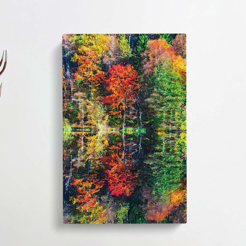 Autumn Forest Reflection in Abstract - Wrapped Canvas, 76cm H x 50cm W x 3cm D