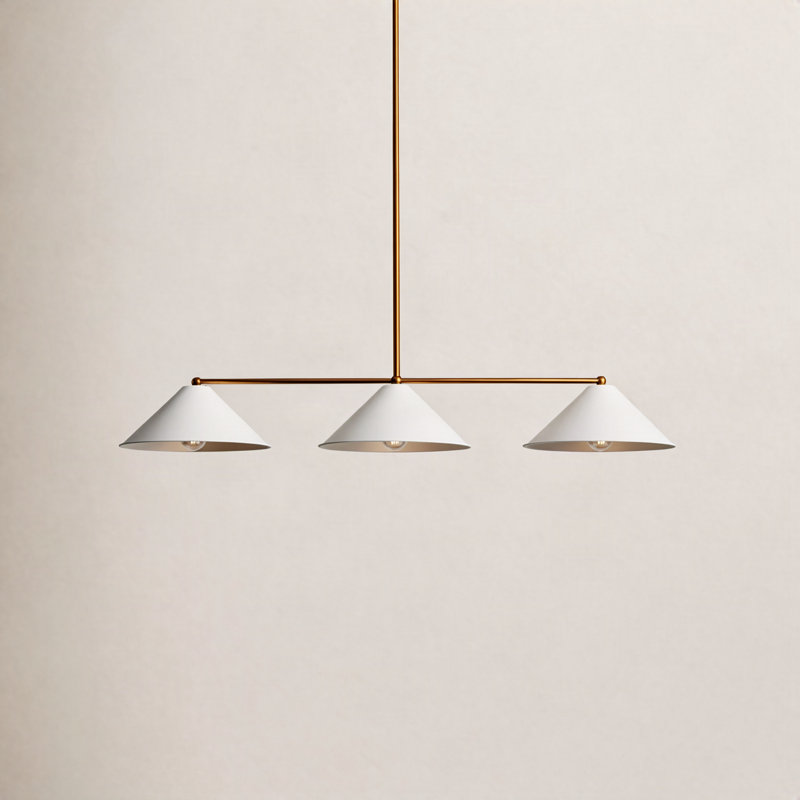 Luminaire suspendu en métal à 3 lumières avec abat-jour conique Fairhope, Blanc neige
