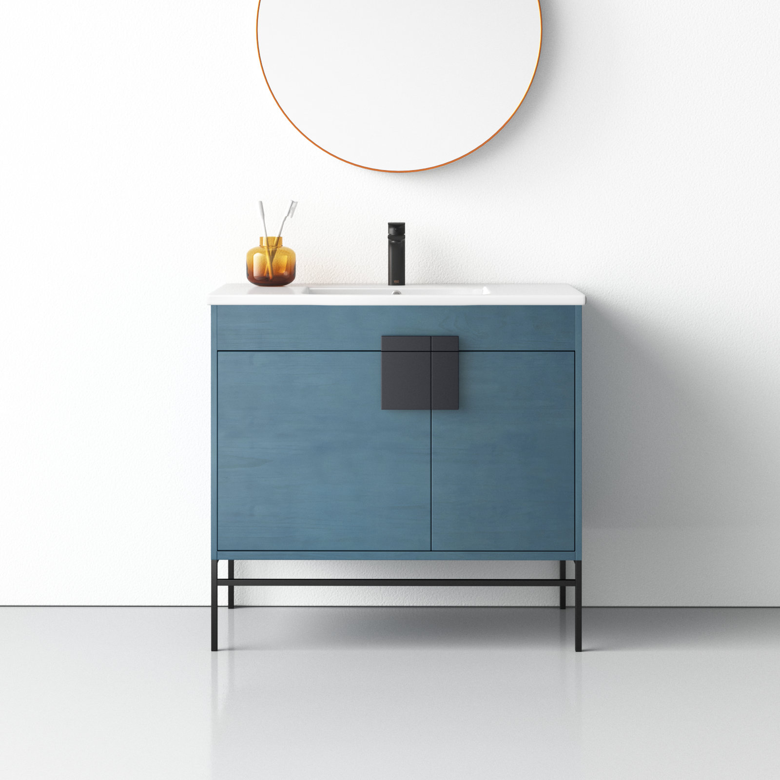 Maisie 36'' Single Bathroom Vanity, Black Matte, French Blue