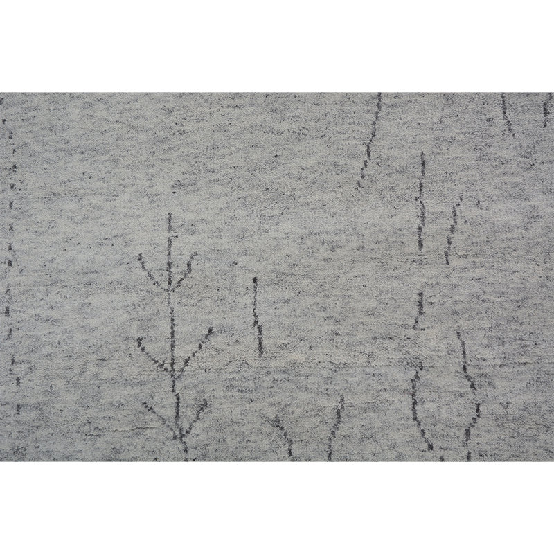 Tapis gris en laine noué à la main, Rectangle 2 pi x 3 pi
