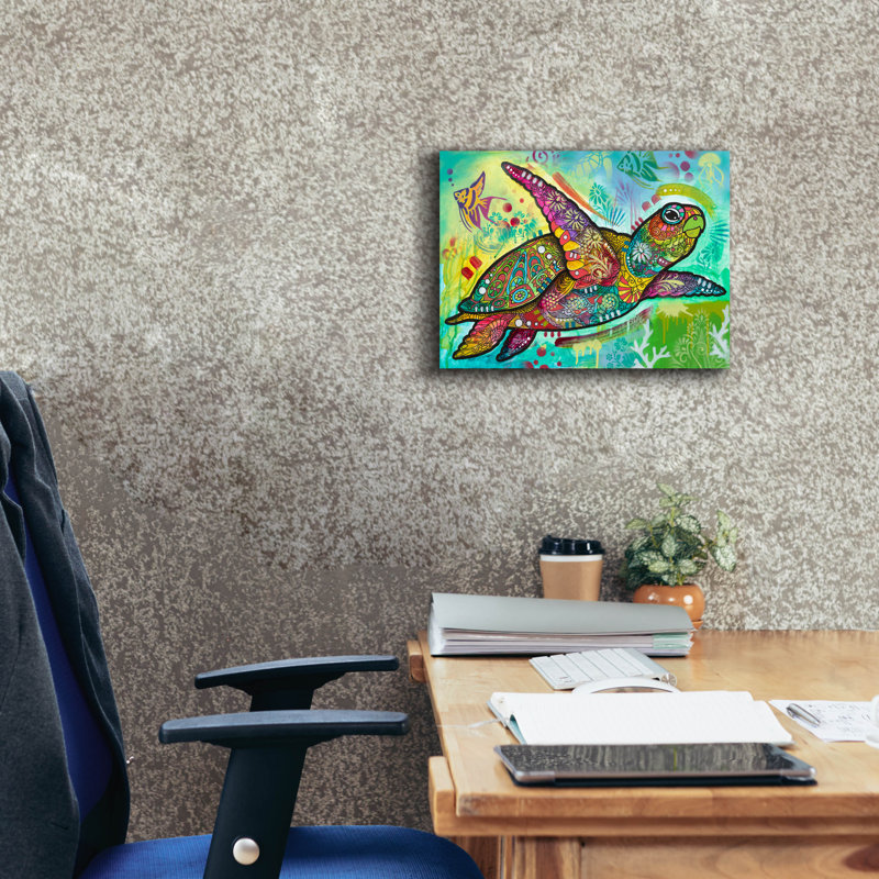 «Sea Turtle 2» par Dean Russo, art mural sur toile, H 12 po x l 16 po x P 0,75 po