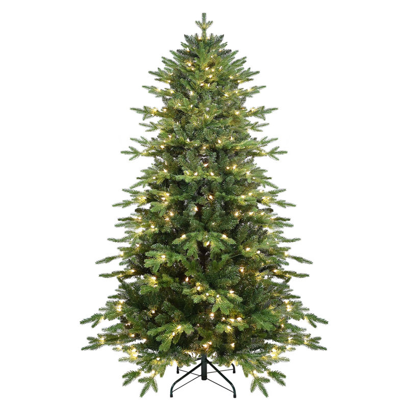 Arbre de Noël à charnière plein 4 pi PVC + PE vert avec support en métal 4 pi, 6.5'