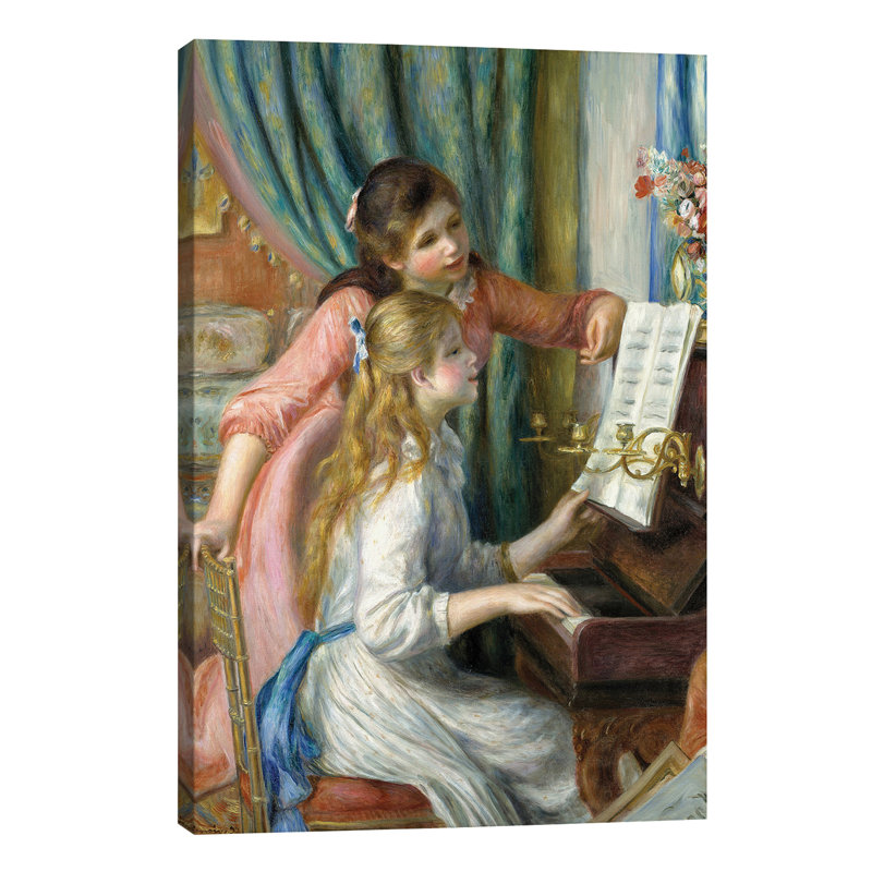 Two Young Girls At The Piano, 1892 by Pierre-Auguste Renoir - Painting on Canvas, 66.04 cm H x 45.72 cm W x 1.91 cm D