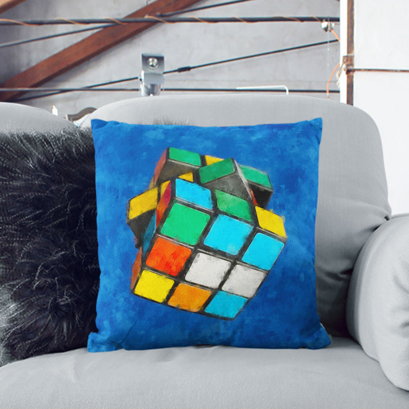 Square Throw Cushion, 55cm H x 55cm W x 20cm D, Black