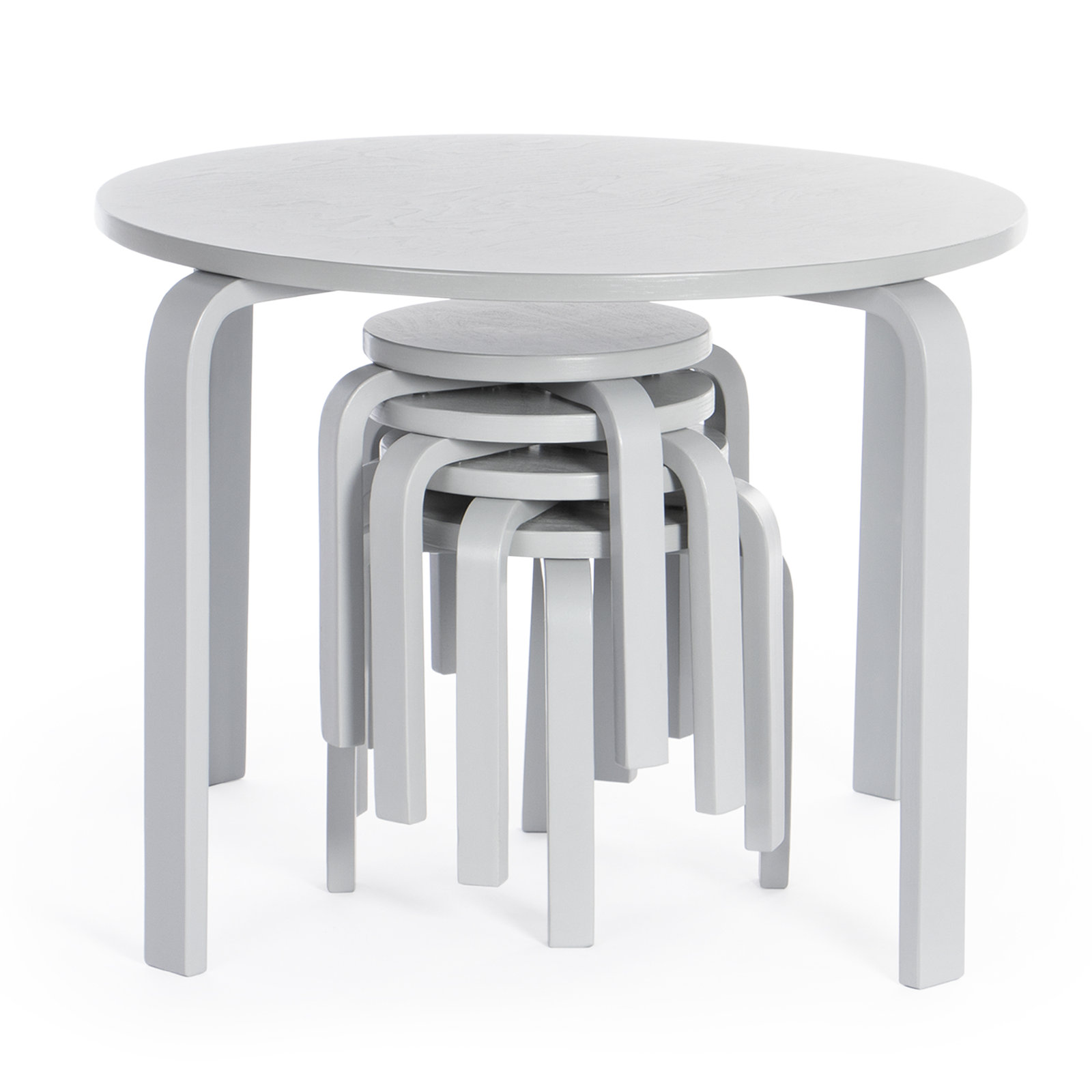 Toddler and Kids 5 Piece Round Table and Stool Set, Gray