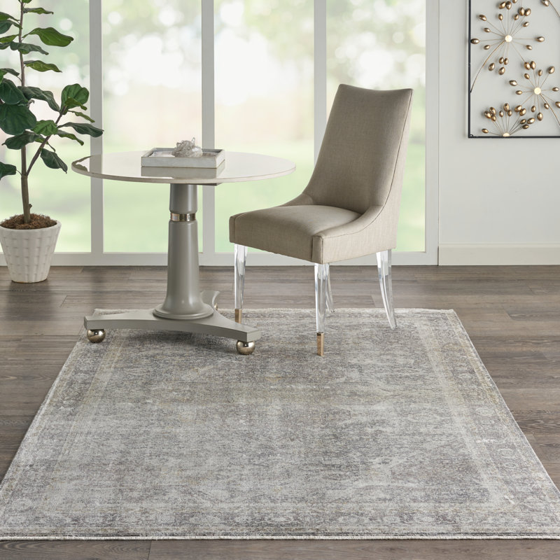 Tapis oriental argenté / crème Turaab, Rectangle 5 pi 3 po x 7 pi 3 po
