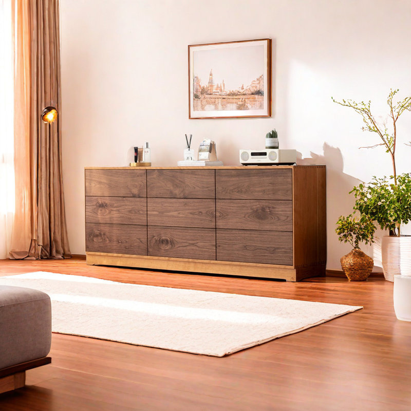 Commode d'entrée 9 tiroirs Modern Modern, H 31,5 po x l 70,8 po x P 16,5 po