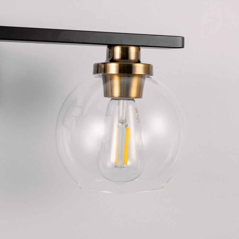 Ventana Dimmable Globe Bathroom Vanity Light, Black/Gold, 3