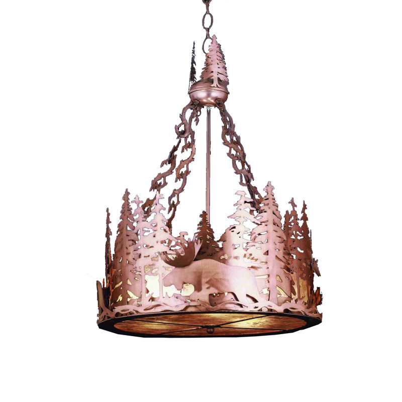 Lustre tambour 2 lumières Moose at Dusk, Cuivre antique, Argent