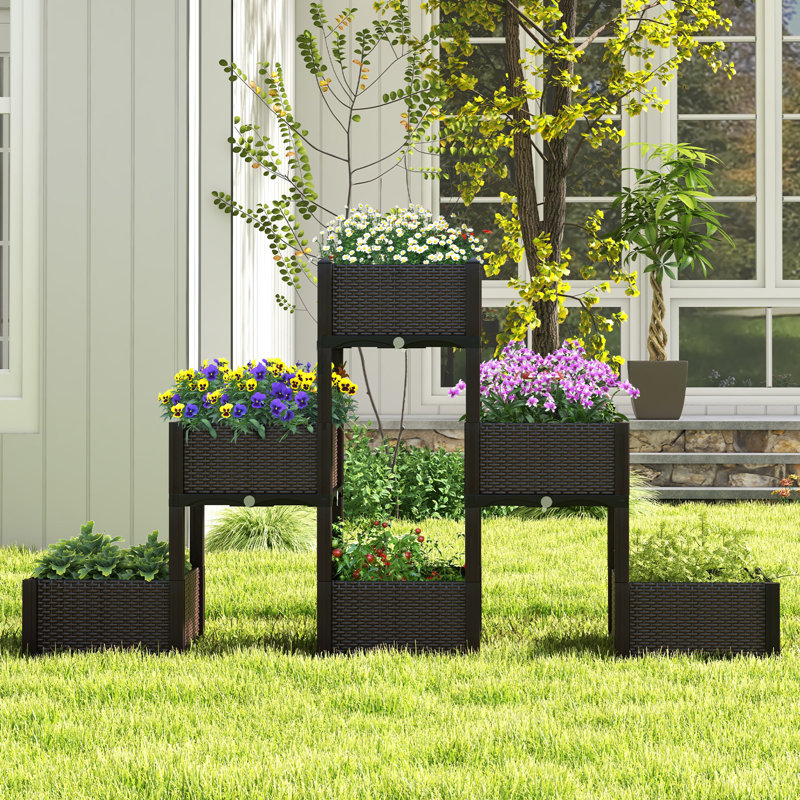 Terrie Outdoor Planter Vertical Elevated Raised Garden Bed Planter Box Kit For Backyard Patio, 4