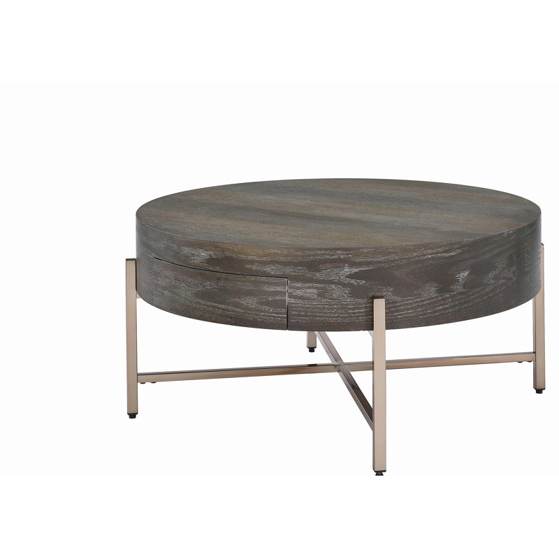 Table basse à 1 tiroir brun clair et champagne
