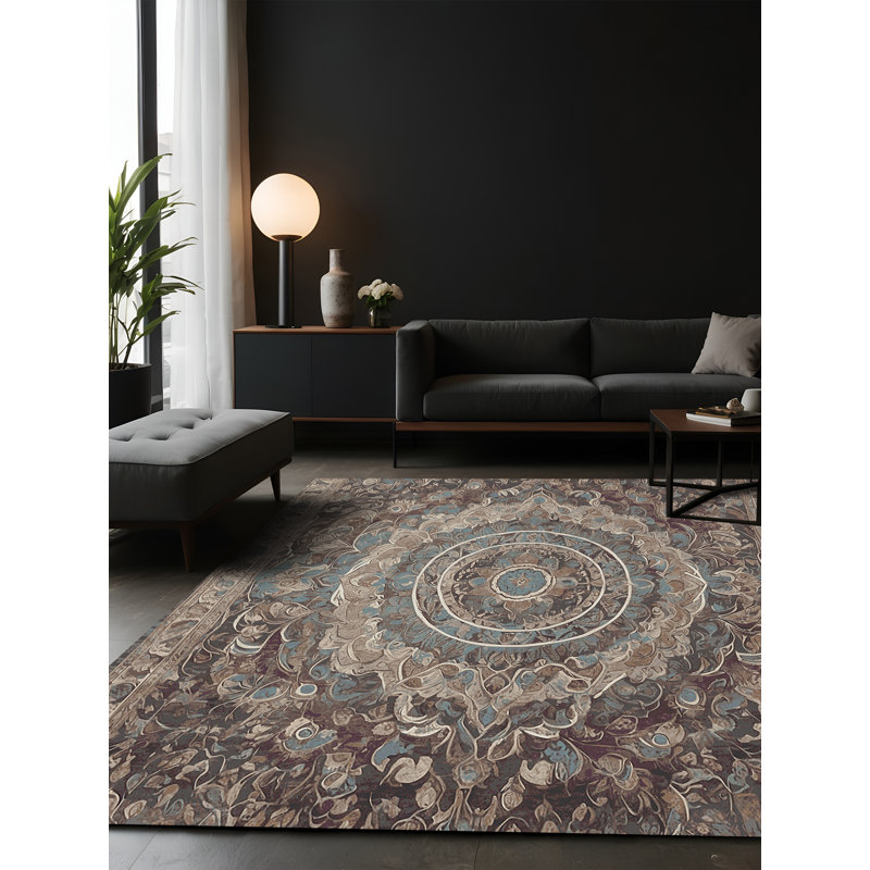 Tapis gris soyeux et moelleux, Rectangle 7 pi x 9 pi