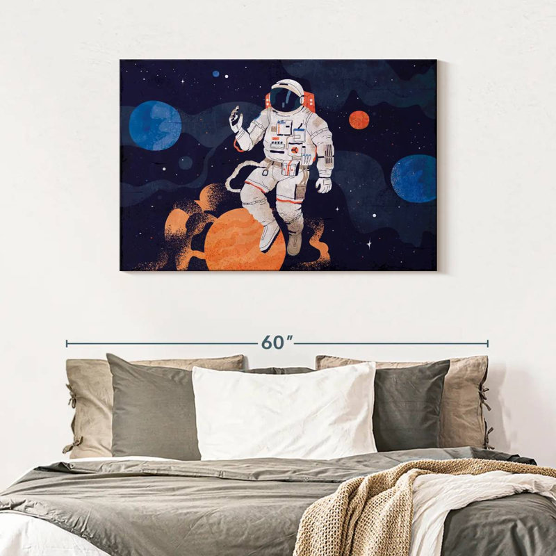 Astronaut With Planets, 30" H x 45" W