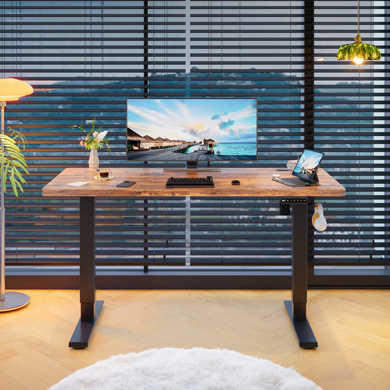 110/130/150 Cm W T-Shaped Standing Desk, Black, 110 cm W x 60 cm D, Brown